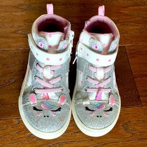 Wonder Nation Girls Size 9C Glittery Unicorn ZipUp Shoes